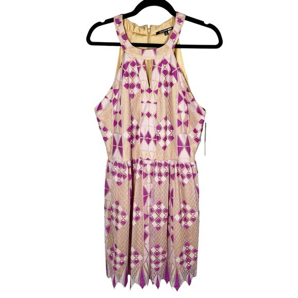 NWT, Gianni Bini, Size 12, White & Lilac Purple Embroidered Dress, Chloé Style - Picture 1 of 9